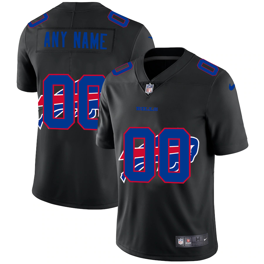 Wholesale Buffalo Bills Custom Men Nike Team Logo Dual Overlap Limited NFL Jersey Black